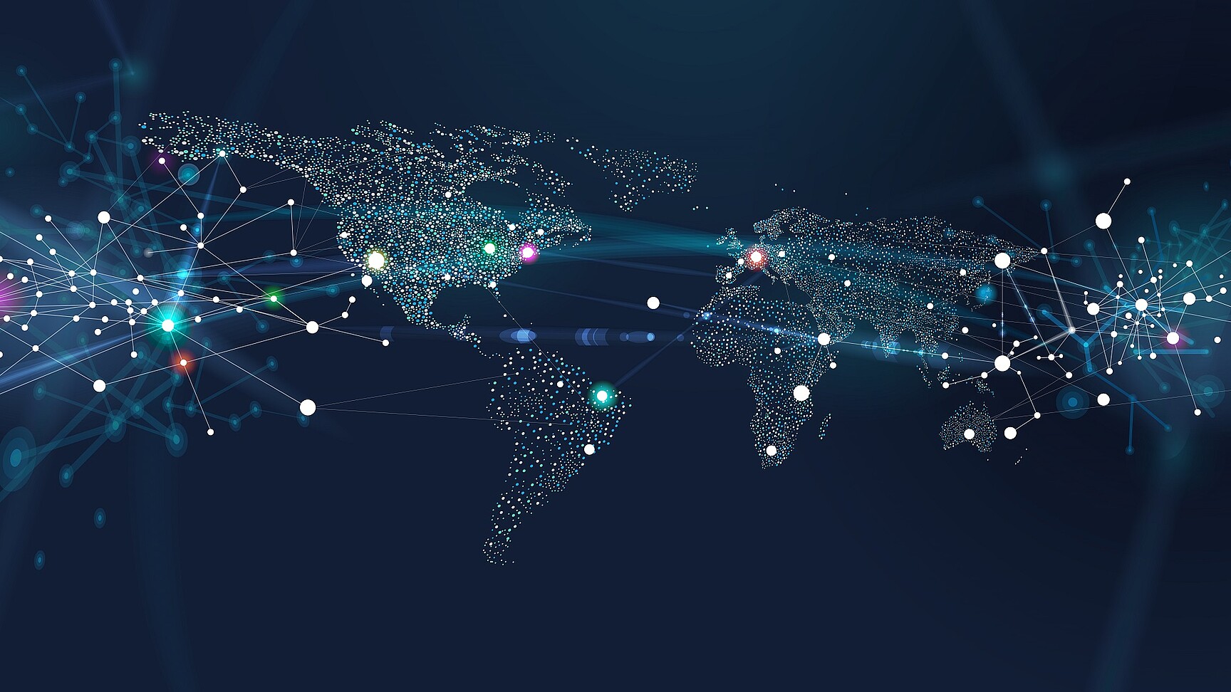 Weltkarte mit abstraktem Netzwerk-Hintergrund © AF-studio/iStock