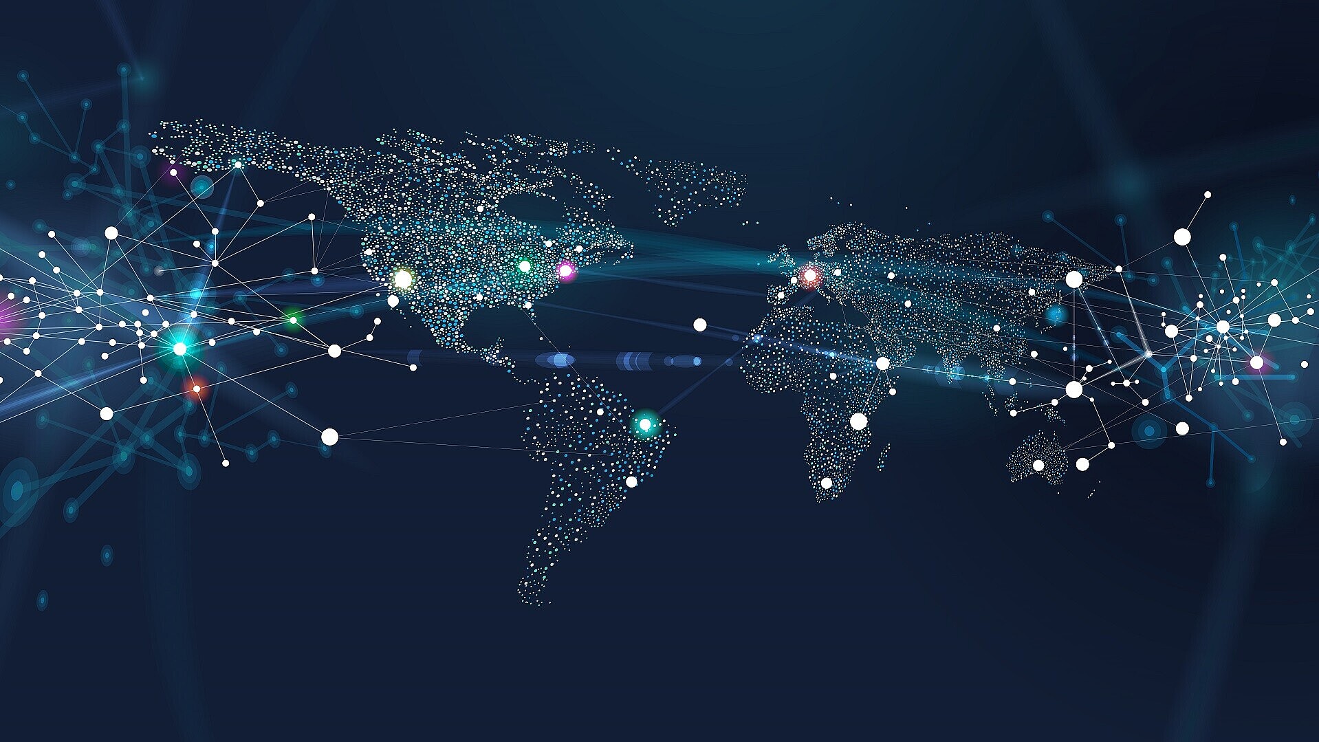 Weltkarte mit abstraktem Netzwerk-Hintergrund © AF-studio/iStock