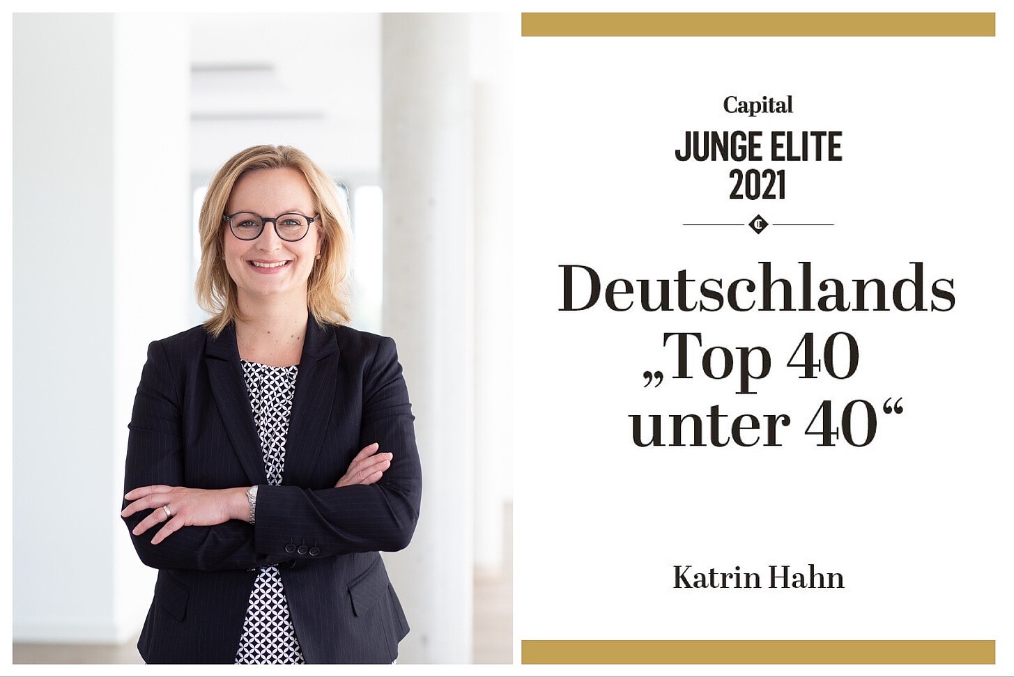 Katrin Hahn wird vom Wirtschaftsmagazin Capital als "Top 40 unter 40" ausgezeichnet.