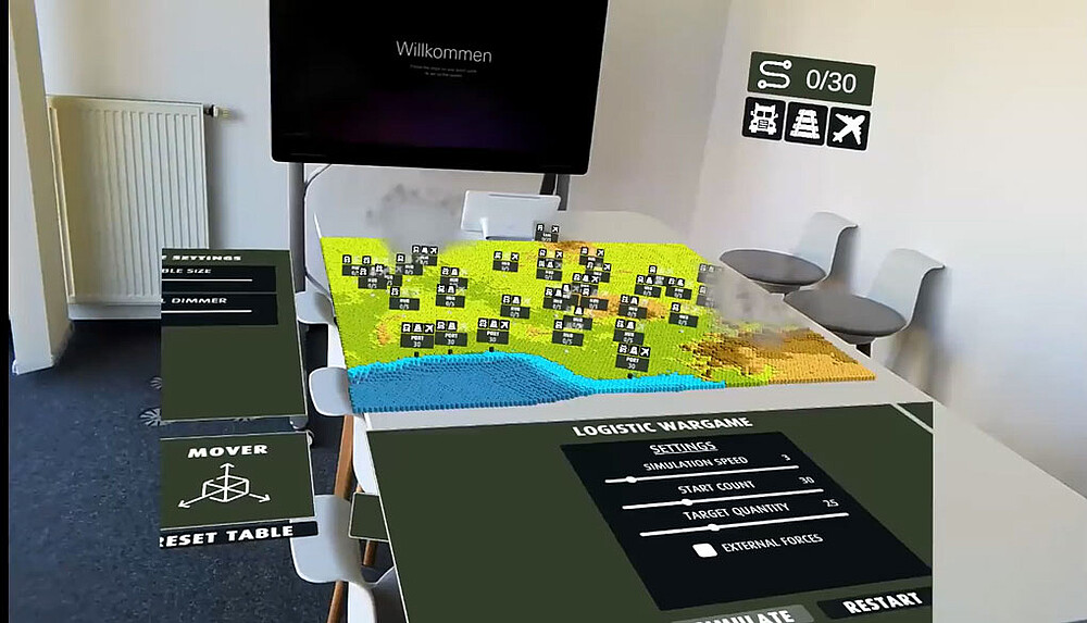 Beispiel einer digitalen Wargaming Spielfelds mit XR