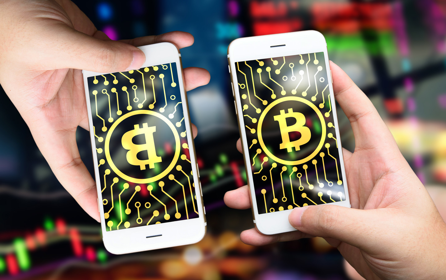 Kryptowährung Bitcoin als Anwendungsfall der Blockchain-Technologie auf dem Handy